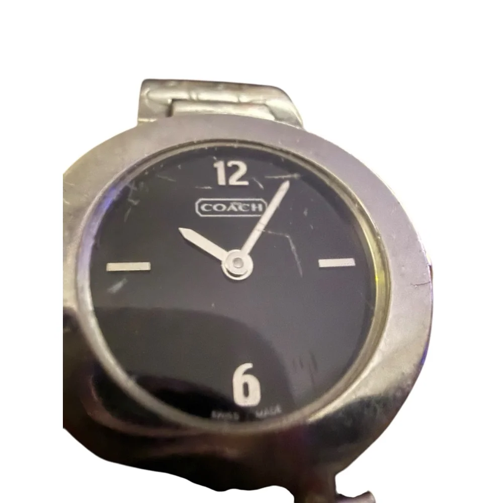 Vintage Coach Arden Bangle Watch Black Dial CC Signature Print Model 0185